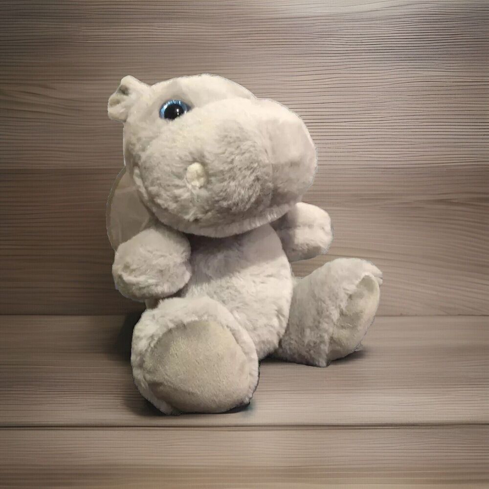 Wondertreats Gray Hippo Plush Stuffed Animal Blue Eyes Cuddly Soft Hippopotamus
